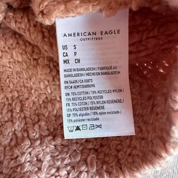 American Eagle Sweater Womens Small Fuzzy Cozy Oversized Pink Hoodie - Picture 6 of 8